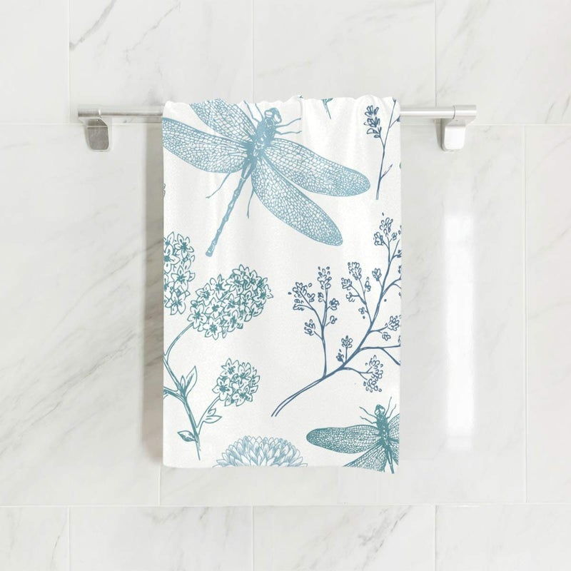 senya Blue Dragonfly Hand Towel Ultra Soft Luxury Towels for Bathroom 30"x15" - Image 2